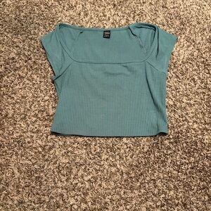 Women's Teal Ribbed Top, Size Small